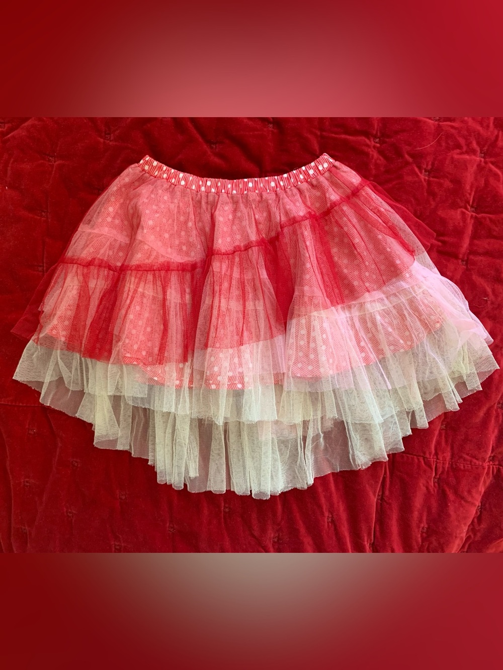 Paper Wings girl red tulle layer skirt size 8